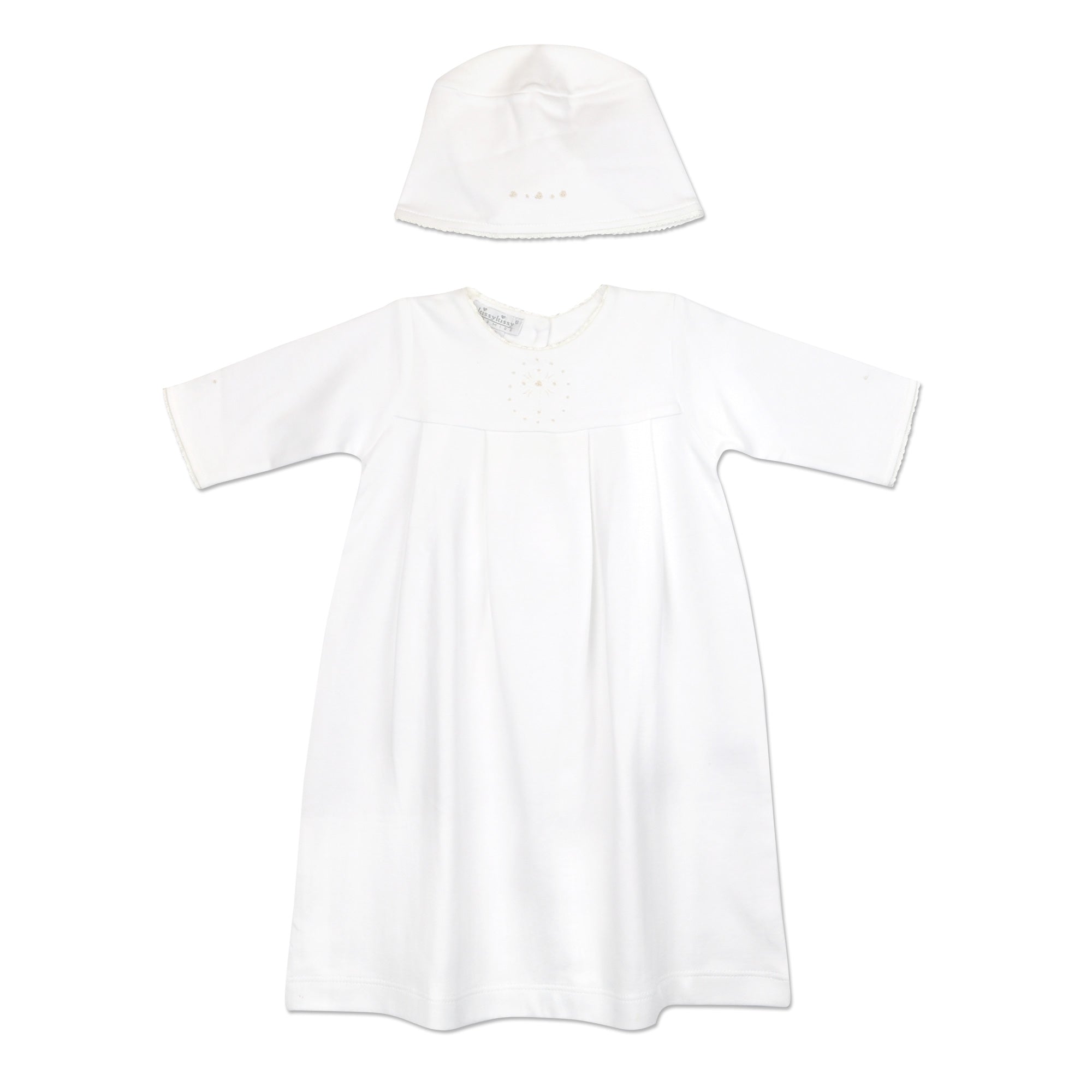 Christening Romper, Gown & Bonnet – By George Baby 732-939-1135